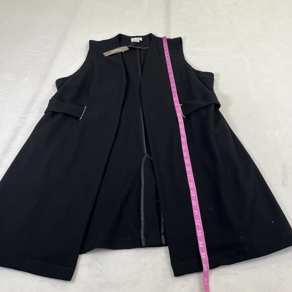 NWT Chicos Sz. 2 Crepe Vest Jacket Womens Black Longline Jacket Belted Charity - Picture 5 of 13